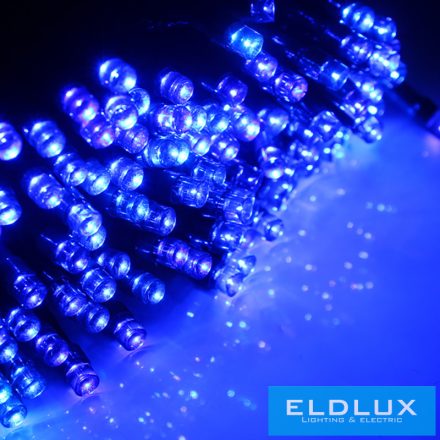 Napelemes 100 LED-es kék fényfüzér 10m