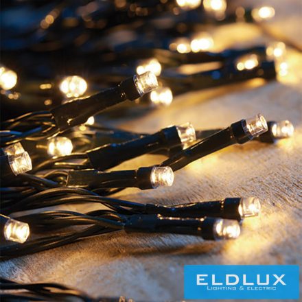 Napelemes 50 LED-es meleg fehér fényfüzér 5m