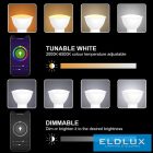 ELDLUX Smart Home WiFi-s izzó GU10 4.5W450lm RGB+CCT