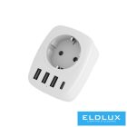 ELDLUX Hálózati ajzat USB töltőállómással 1xSCHUKO 16A + 3xUSB A 5V/2.4A + 1xUSB C 5V/3A