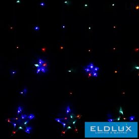   WISDOM fényfüzér multi fényű 115LED 10db csillag 2x1m átlátszó kábellel Max Cs. 4db 8 fun. IP44