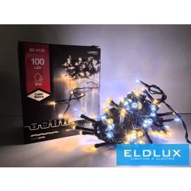   WISDOM fényfüzér meleg+hideg fényű 100LED 5m zöld kábellel 8 fun. IP44