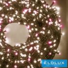 WISDOM fényfüzér meleg+rózsaszín fényű 100LED 5m zöld kábellel 8 fun. IP44